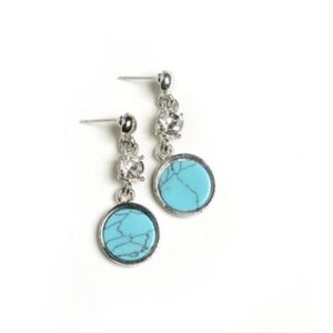 Gold and Blue Turquoise Earrings